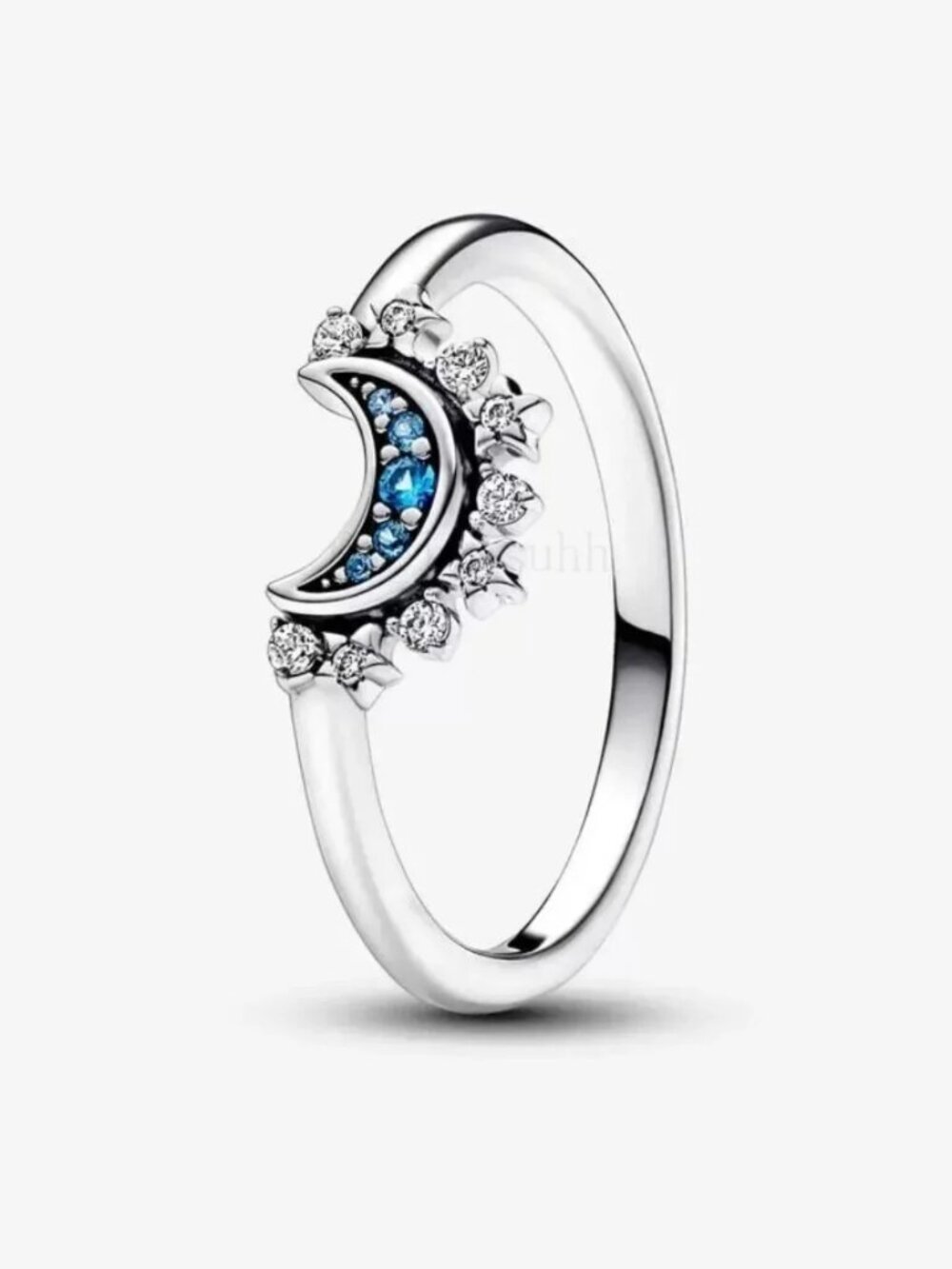 Pandora Celestial Blue Sparkling Moon Ring